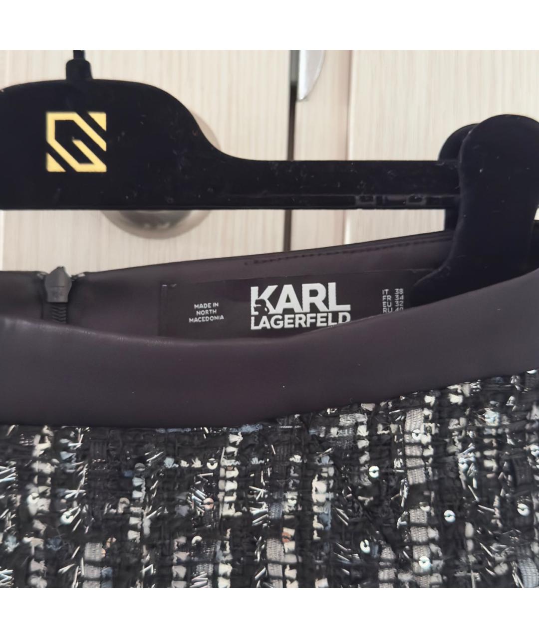 KARL LAGERFELD Черная твидовая юбка мини, фото 3