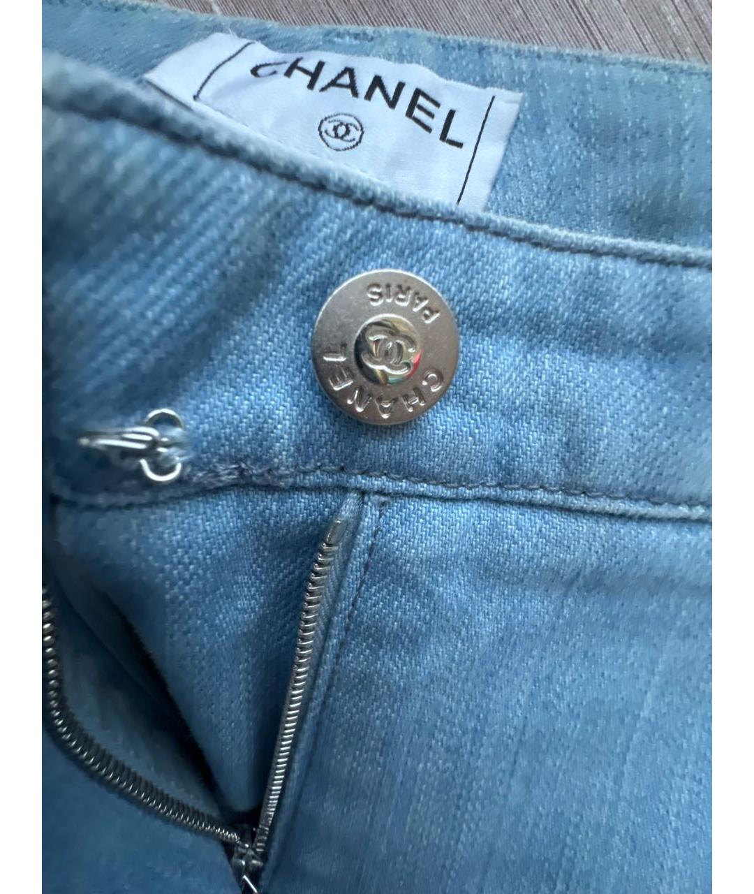 CHANEL Голубые хлопковые джинсы клеш, фото 3