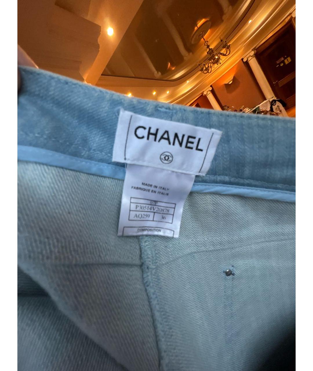 CHANEL Голубые хлопковые джинсы клеш, фото 2