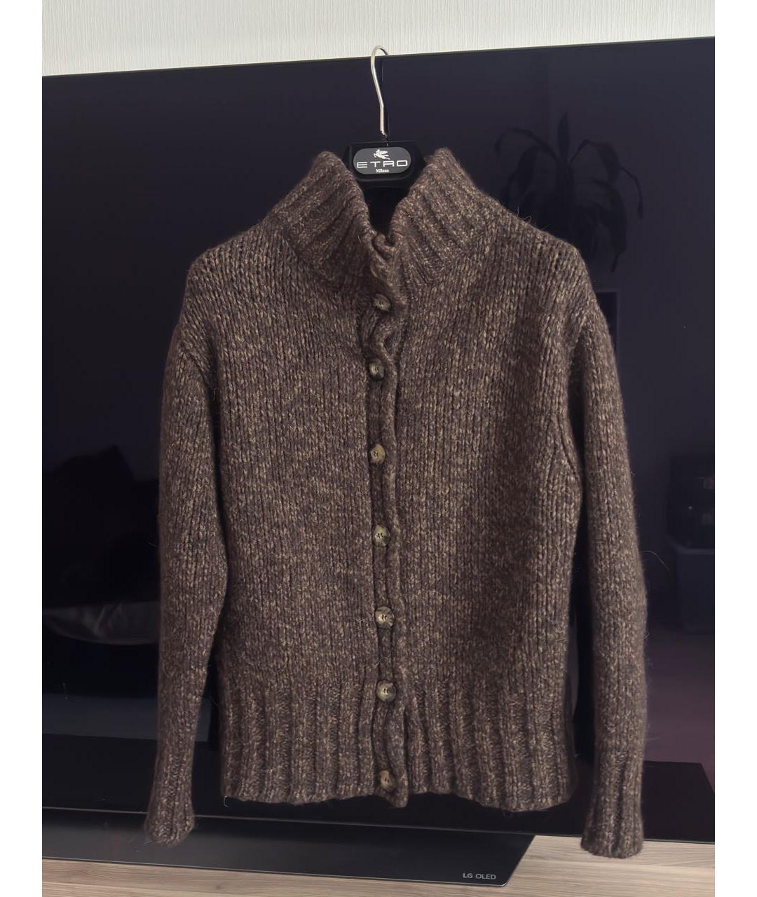 WEEKEND MAX MARA Коричневый шерстяной кардиган, фото 5