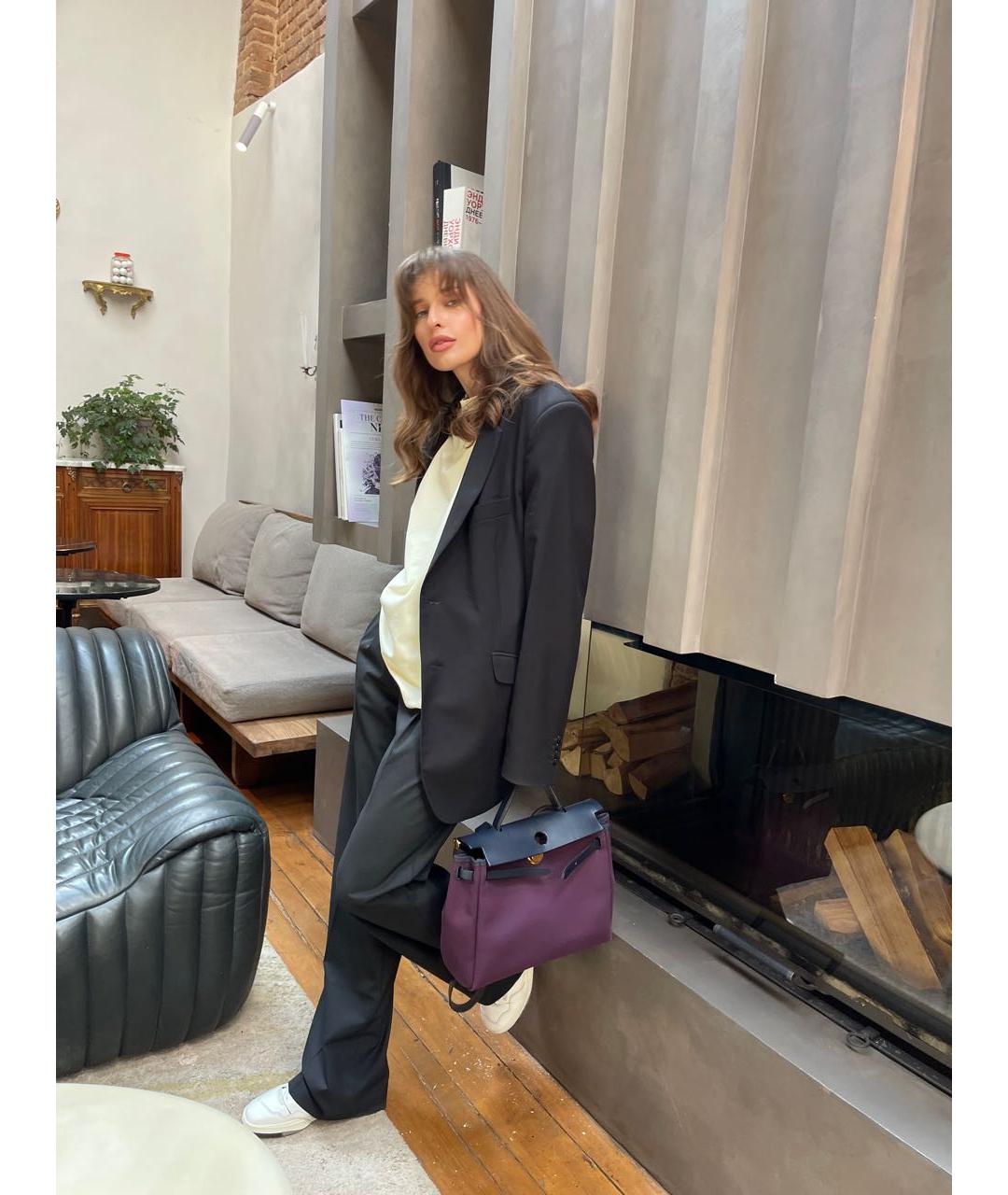 HERMES Фиолетовая тканевая сумка через плечо, фото 5