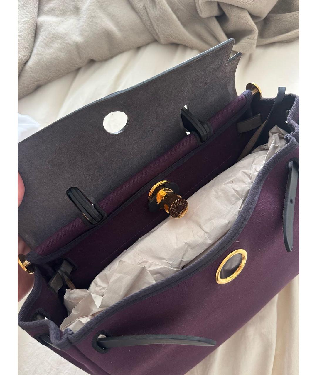 HERMES Фиолетовая тканевая сумка через плечо, фото 4