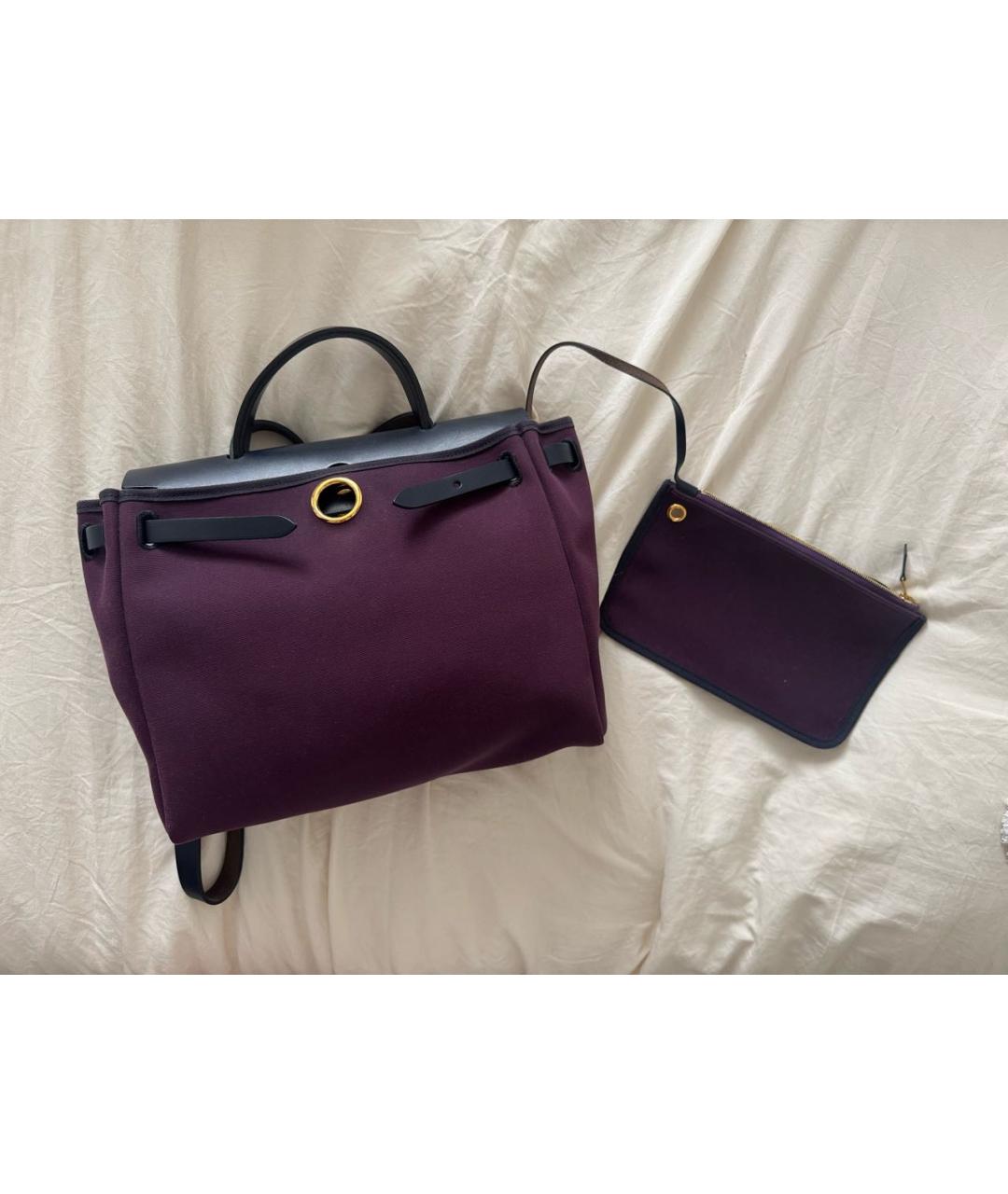 HERMES Фиолетовая тканевая сумка через плечо, фото 9