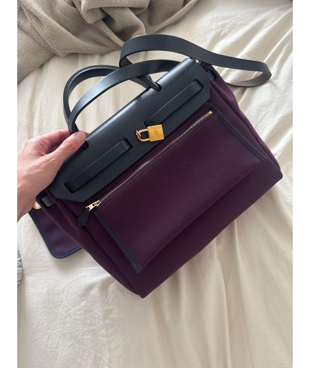 HERMES Фиолетовая тканевая сумка через плечо, фото 3