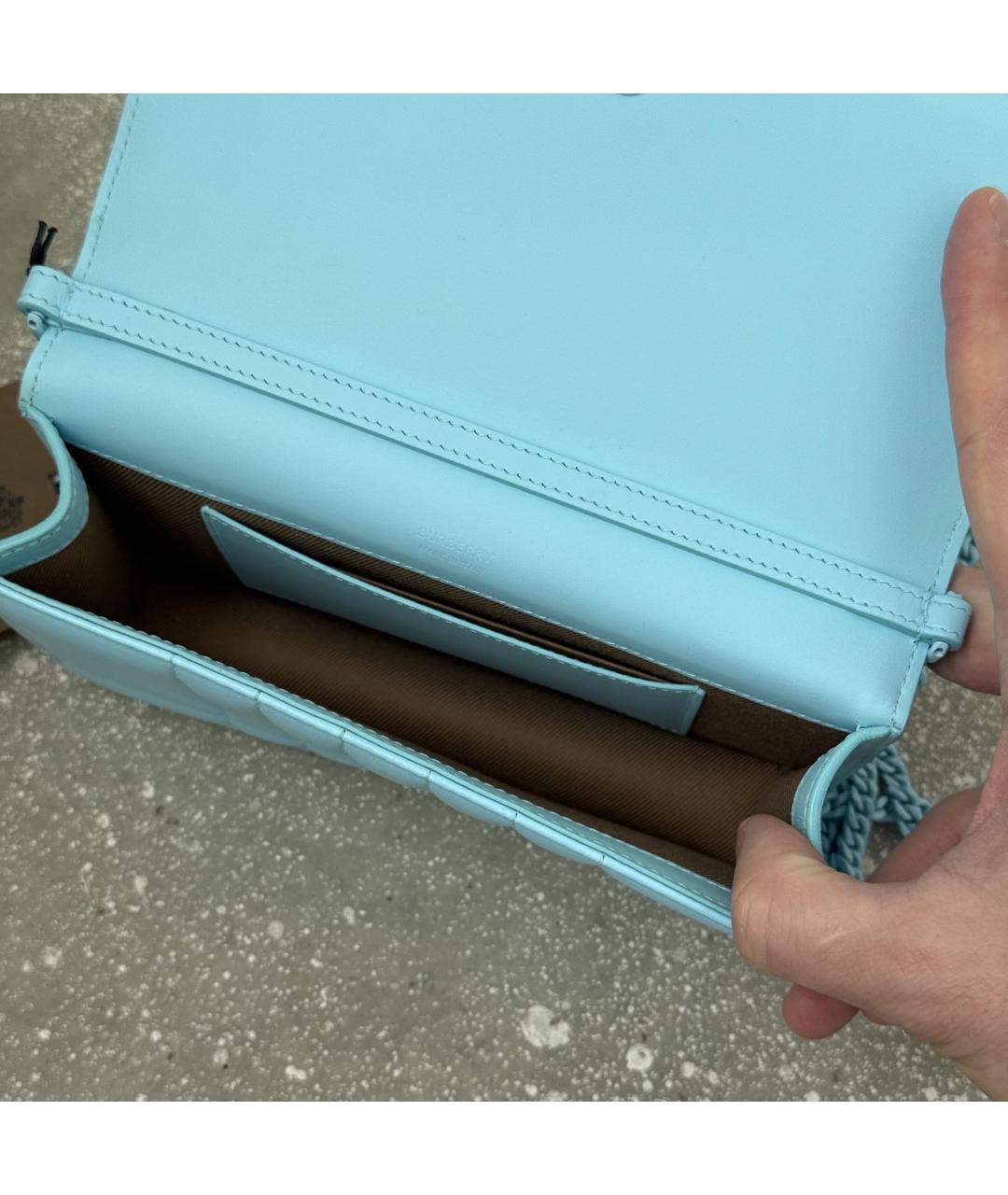 BURBERRY Голубая кожаная сумка через плечо, фото 2