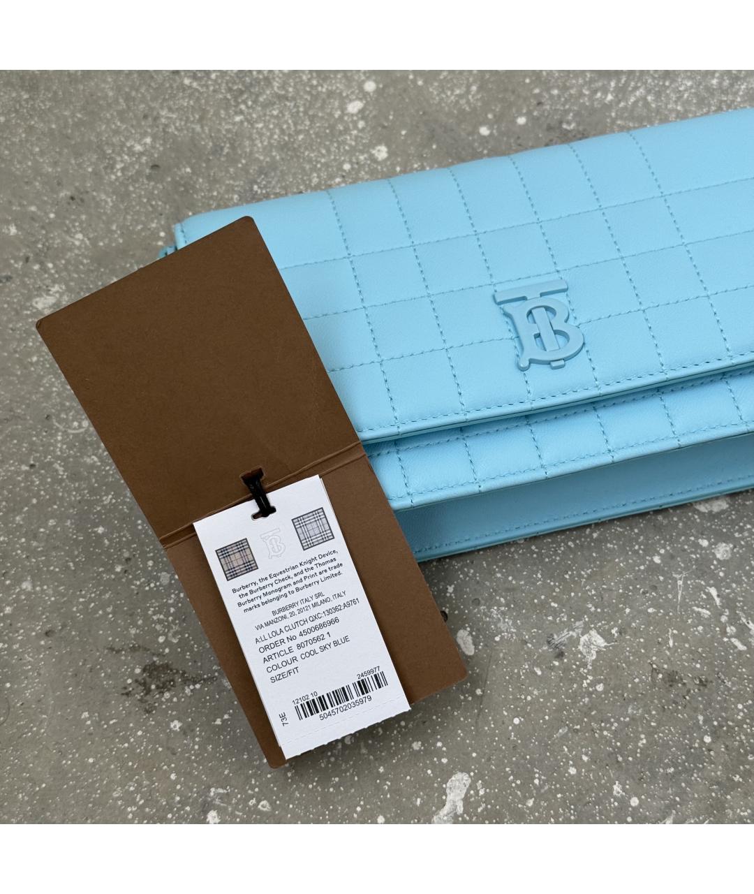 BURBERRY Голубая кожаная сумка через плечо, фото 3