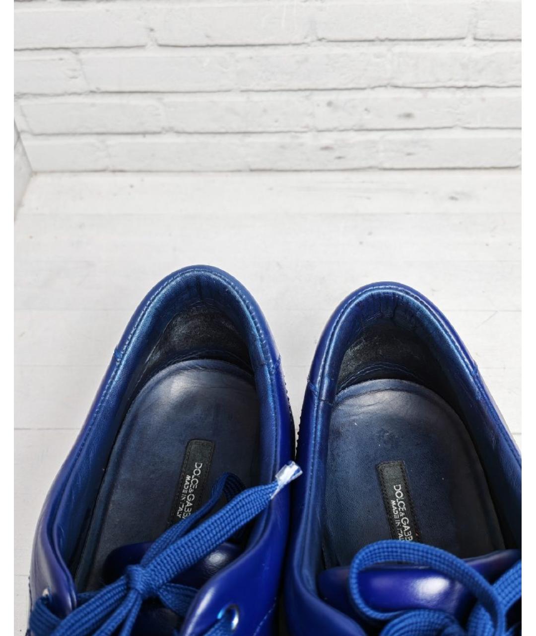 DOLCE&GABBANA Синие кожаные низкие кроссовки / кеды, фото 6
