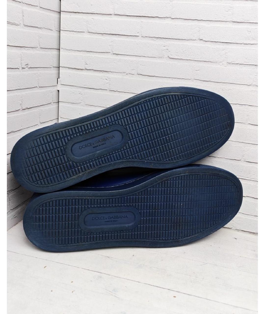 DOLCE&GABBANA Синие кожаные низкие кроссовки / кеды, фото 5