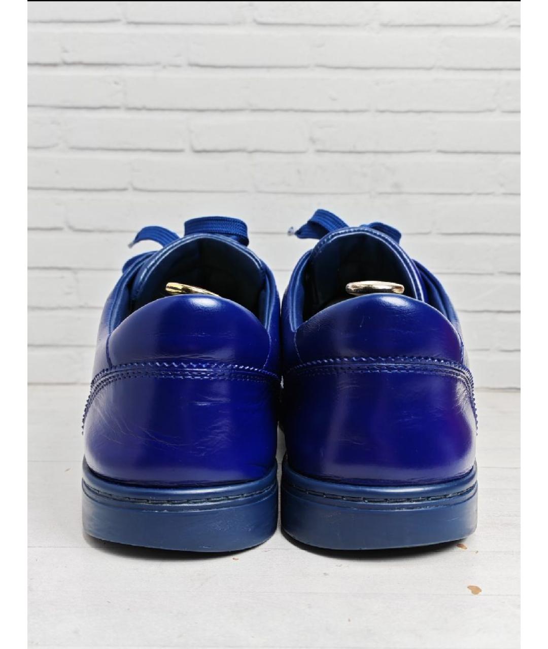 DOLCE&GABBANA Синие кожаные низкие кроссовки / кеды, фото 4