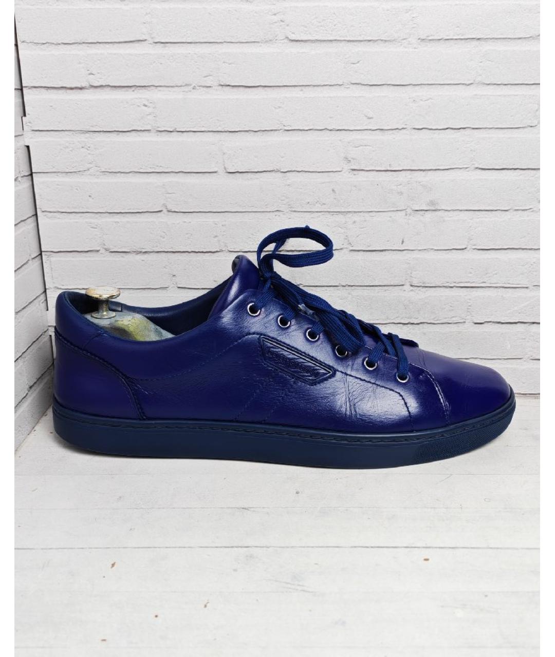 DOLCE&GABBANA Синие кожаные низкие кроссовки / кеды, фото 7