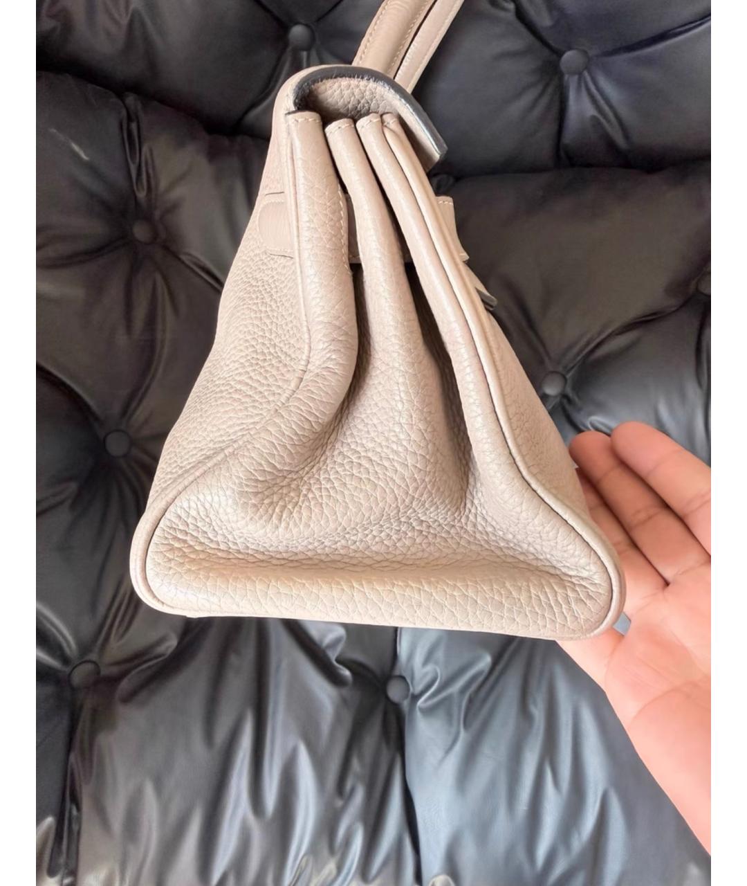 HERMES Бежевая кожаная сумка с короткими ручками, фото 4