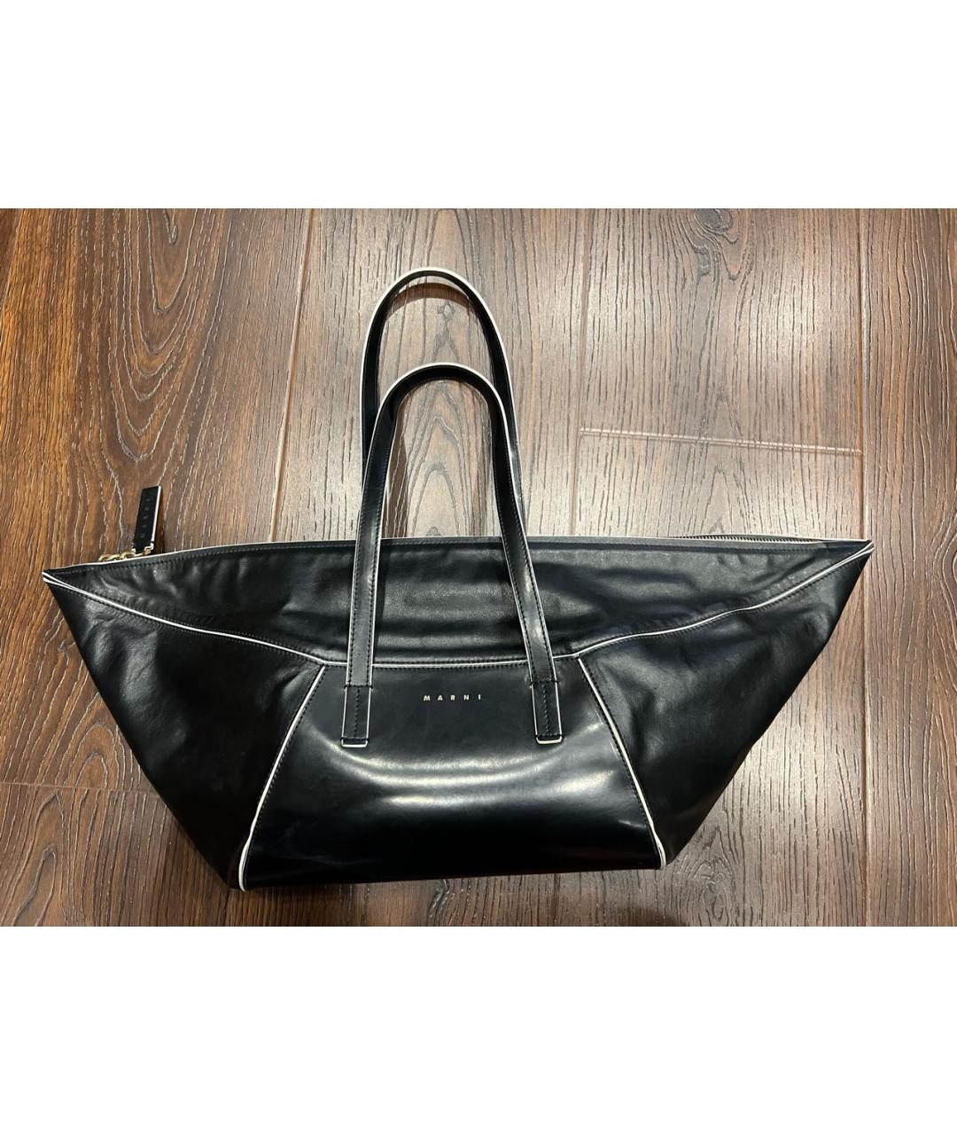 MARNI Черная кожаная сумка тоут, фото 5