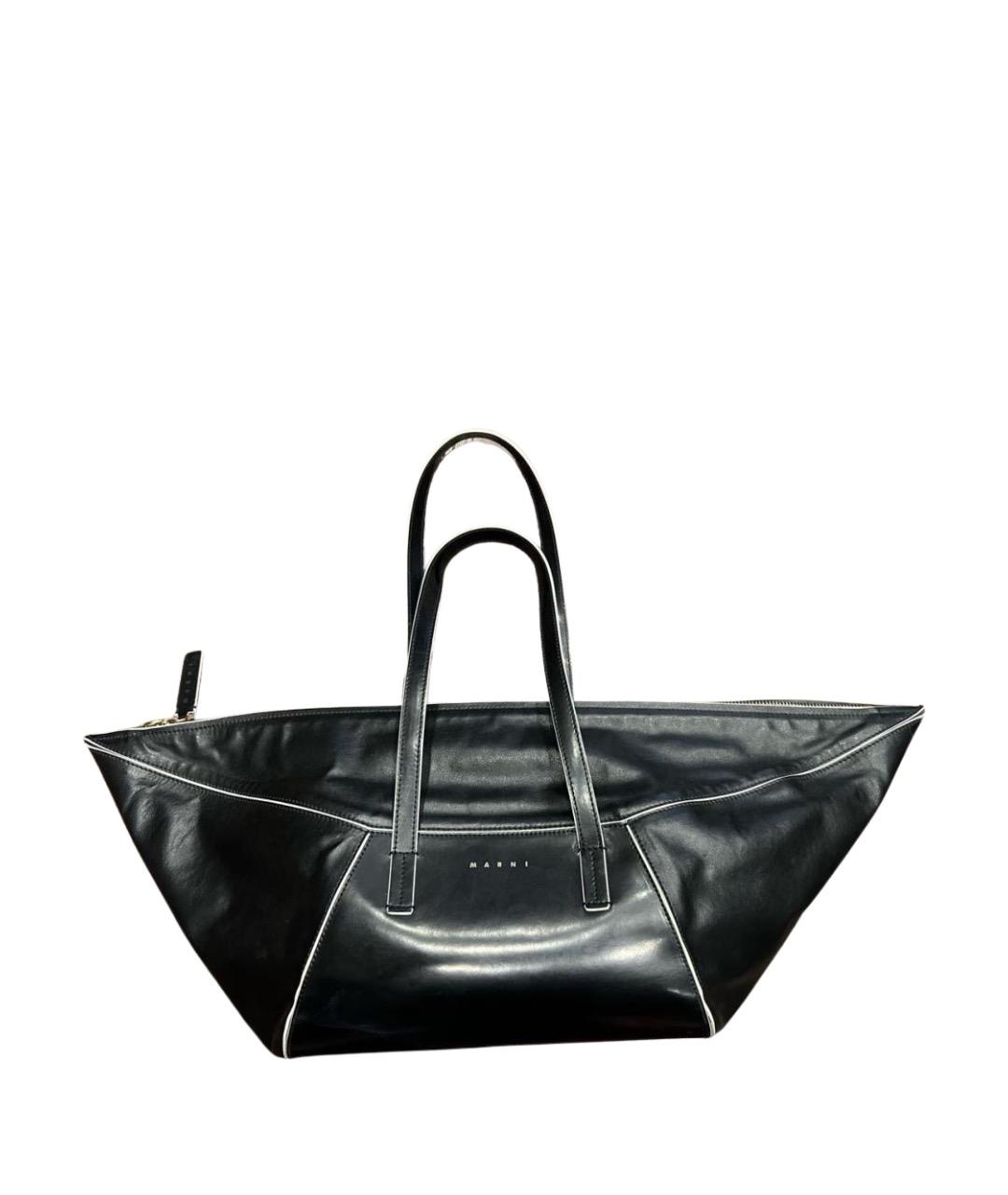 MARNI Черная кожаная сумка тоут, фото 1