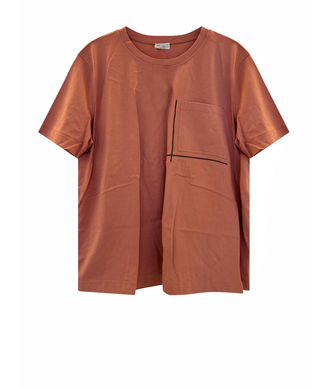 BRUNELLO CUCINELLI Коралловая хлопковая футболка, фото 1