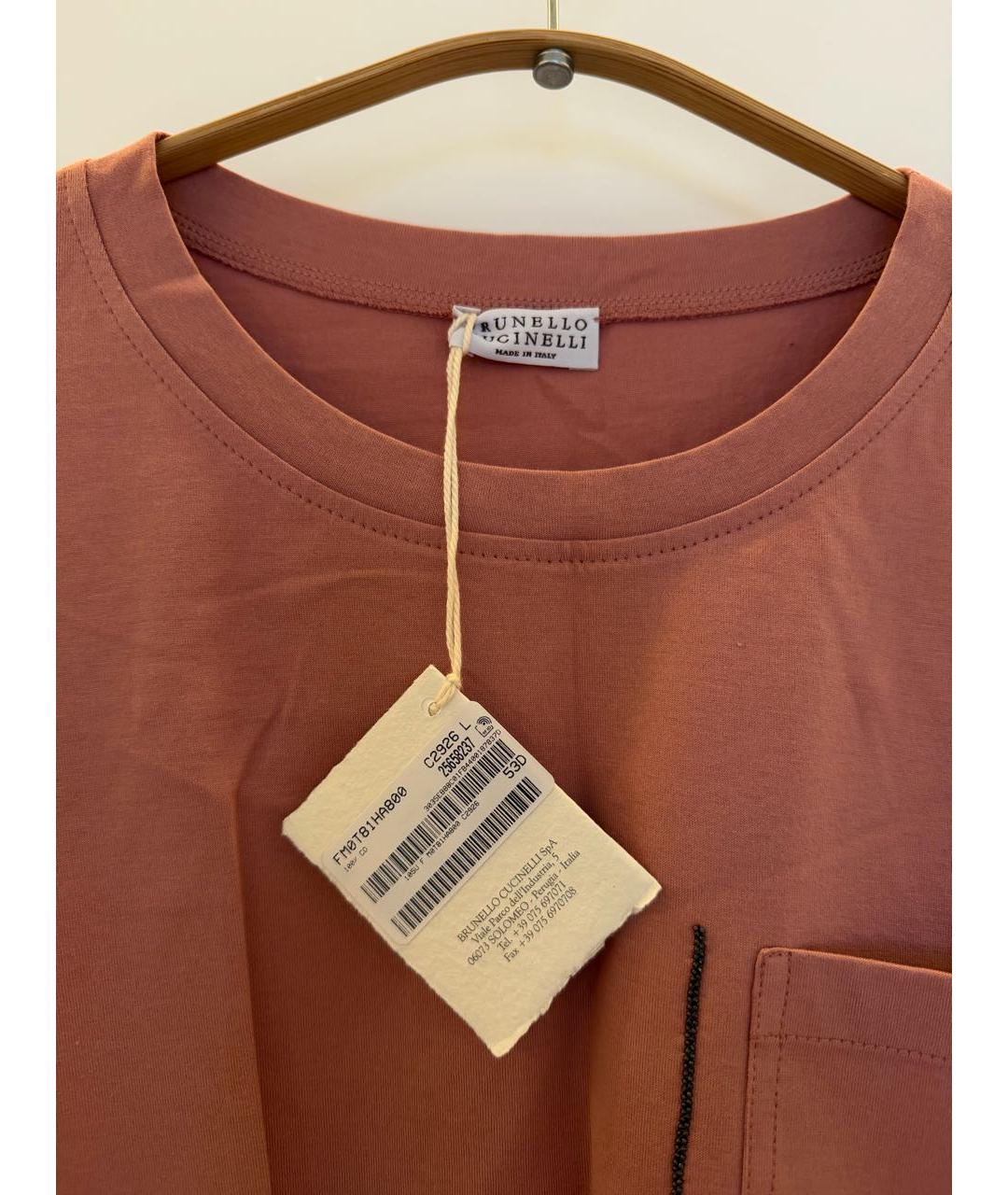 BRUNELLO CUCINELLI Коралловая хлопковая футболка, фото 3