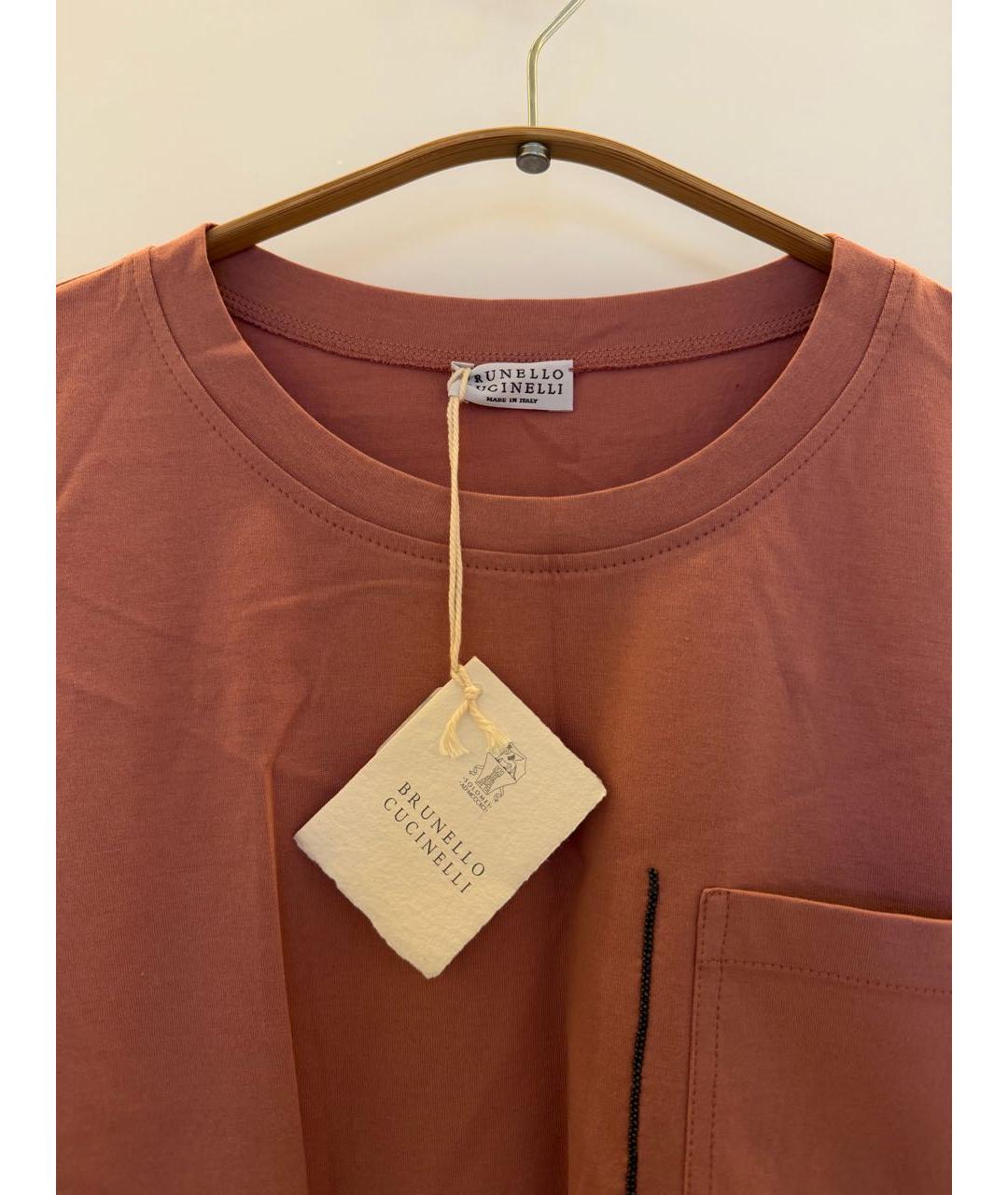 BRUNELLO CUCINELLI Коралловая хлопковая футболка, фото 4