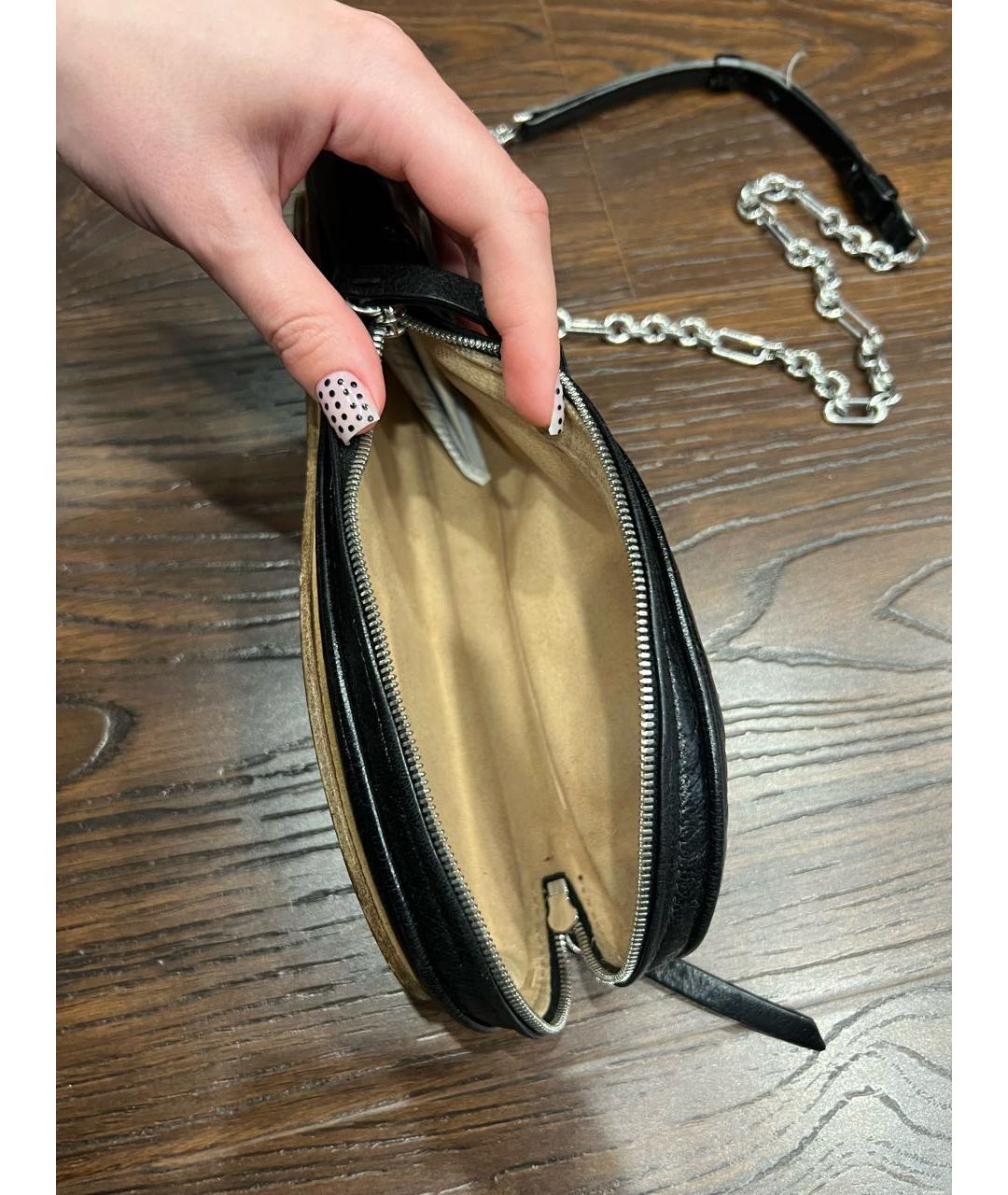 MAISON MARGIELA Черная кожаная сумка через плечо, фото 4