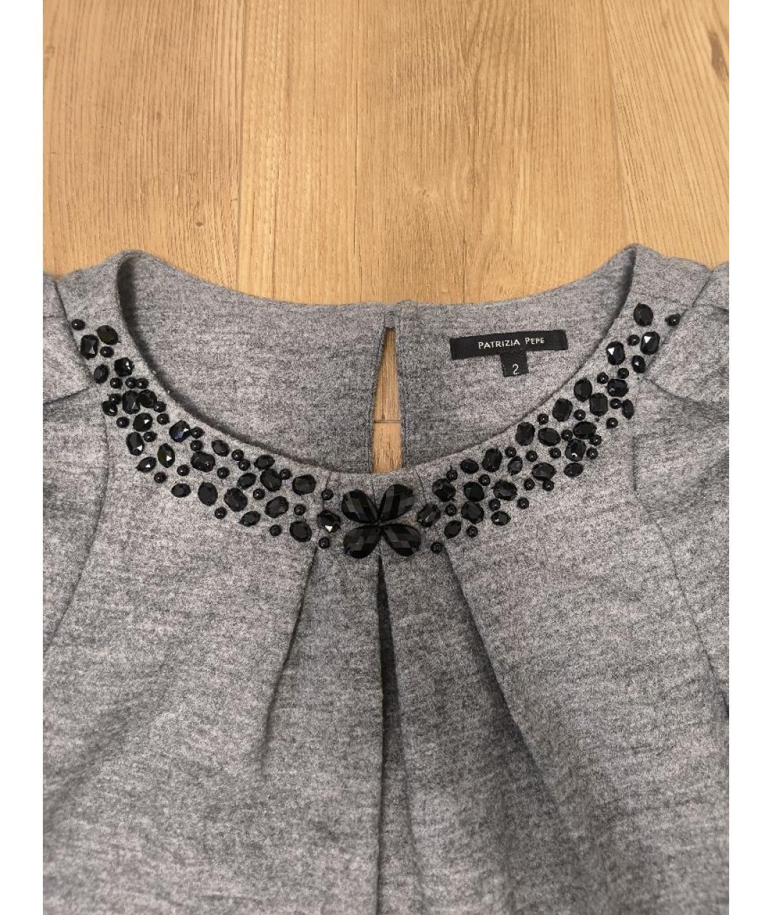 PATRIZIA PEPE Серое шерстяное повседневное платье, фото 4