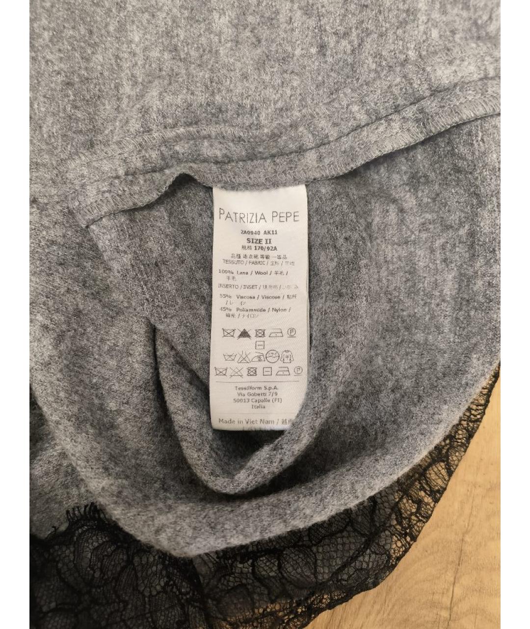 PATRIZIA PEPE Серое шерстяное повседневное платье, фото 5