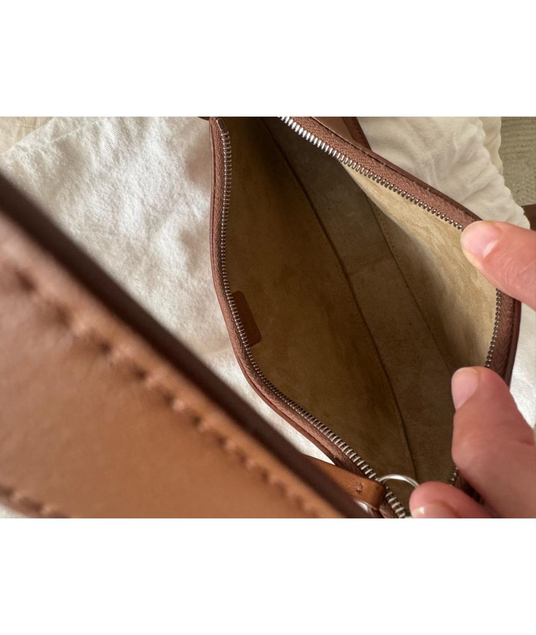 THE ROW Коричневая кожаная сумка с короткими ручками, фото 4