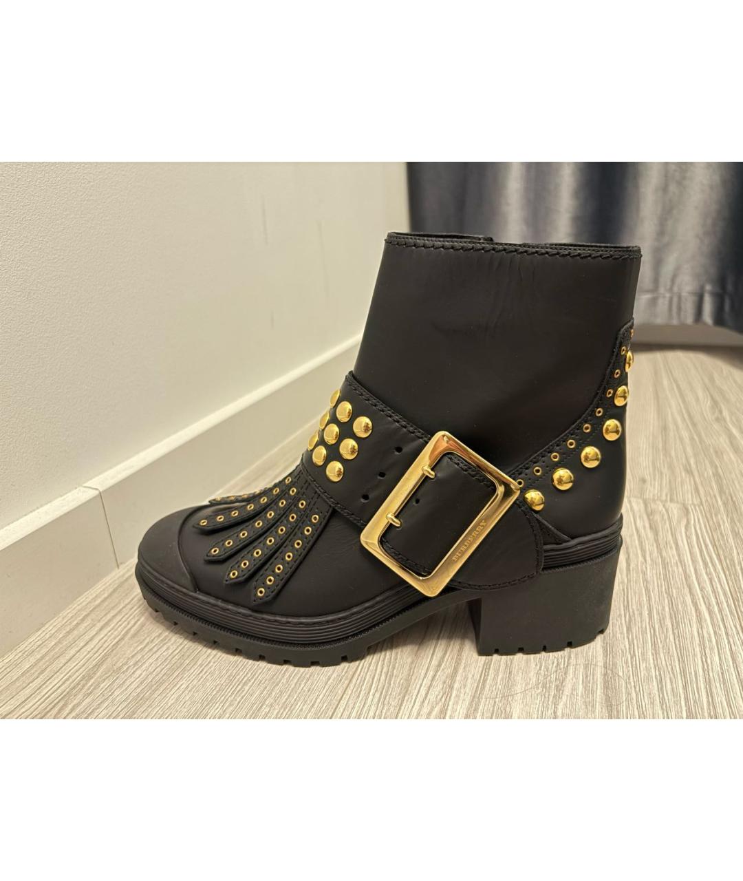 BURBERRY Черные кожаные полусапоги, фото 5