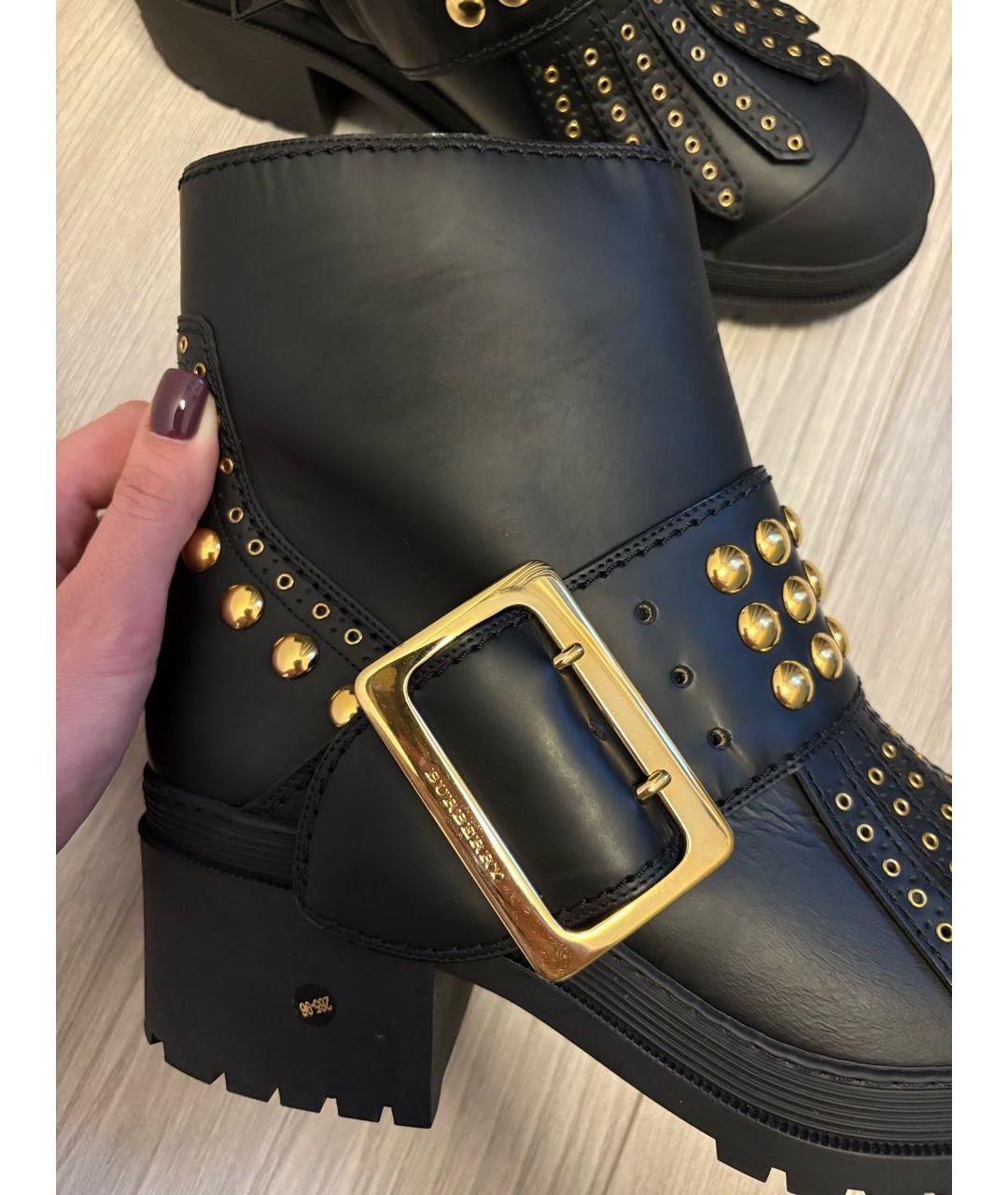 BURBERRY Черные кожаные полусапоги, фото 4