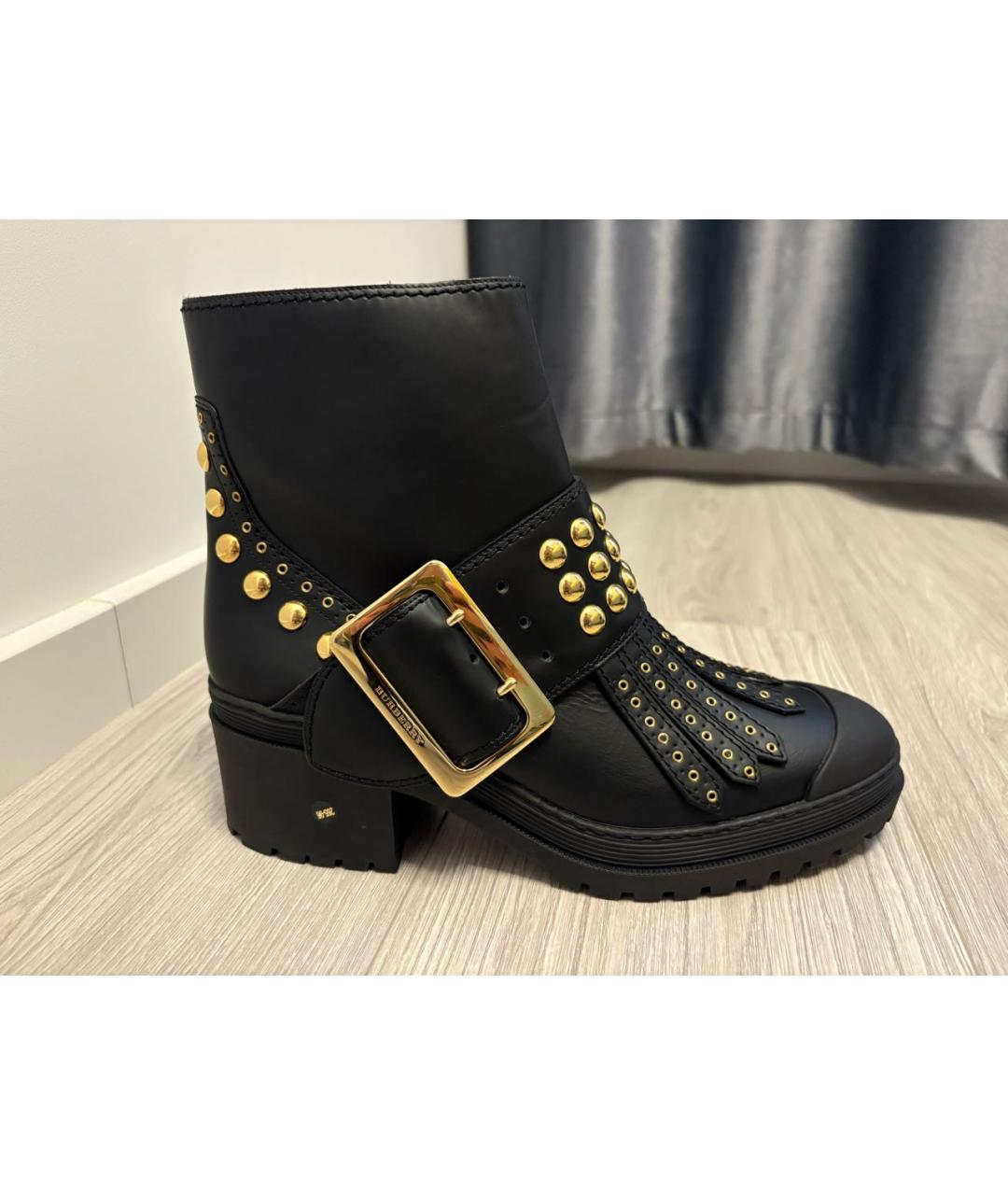 BURBERRY Черные кожаные полусапоги, фото 8