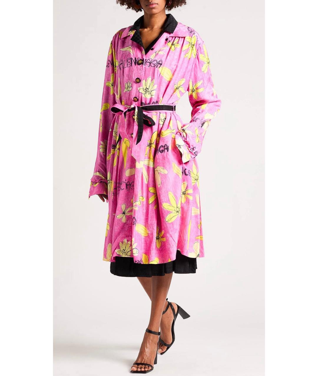 BALENCIAGA Розовое вискозное коктейльное платье, фото 2