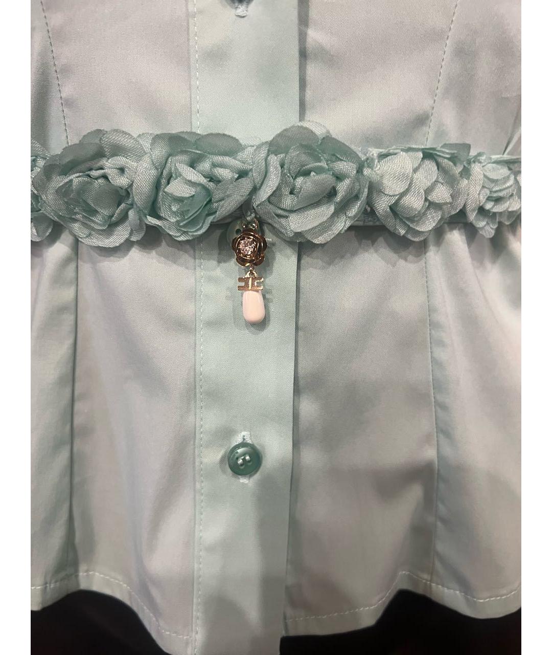 ELISABETTA FRANCHI Зеленая хлопко-эластановая блузы, фото 3