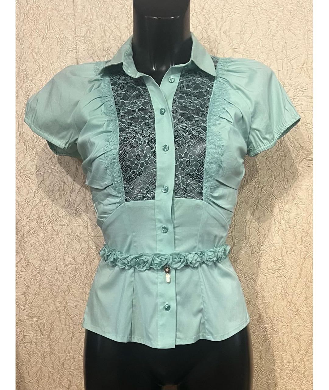 ELISABETTA FRANCHI Зеленая хлопко-эластановая блузы, фото 8
