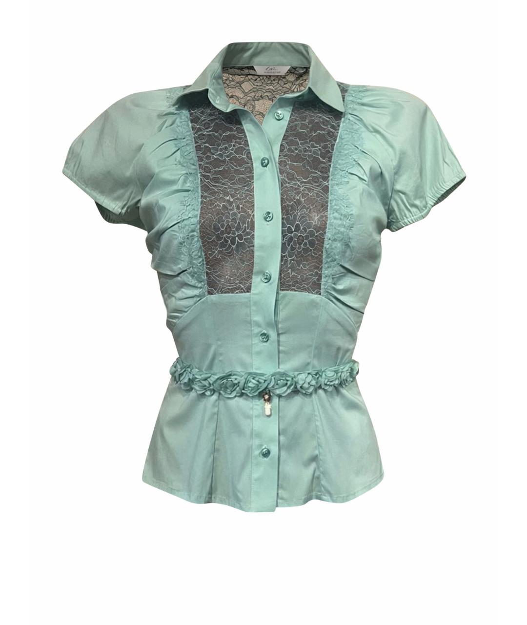 ELISABETTA FRANCHI Зеленая хлопко-эластановая блузы, фото 1