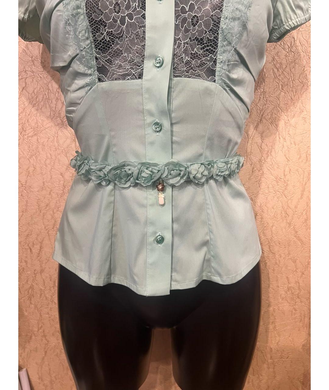 ELISABETTA FRANCHI Зеленая хлопко-эластановая блузы, фото 4