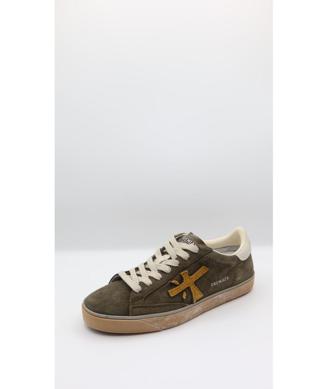 PREMIATA Хаки замшевые низкие кроссовки / кеды, фото 3