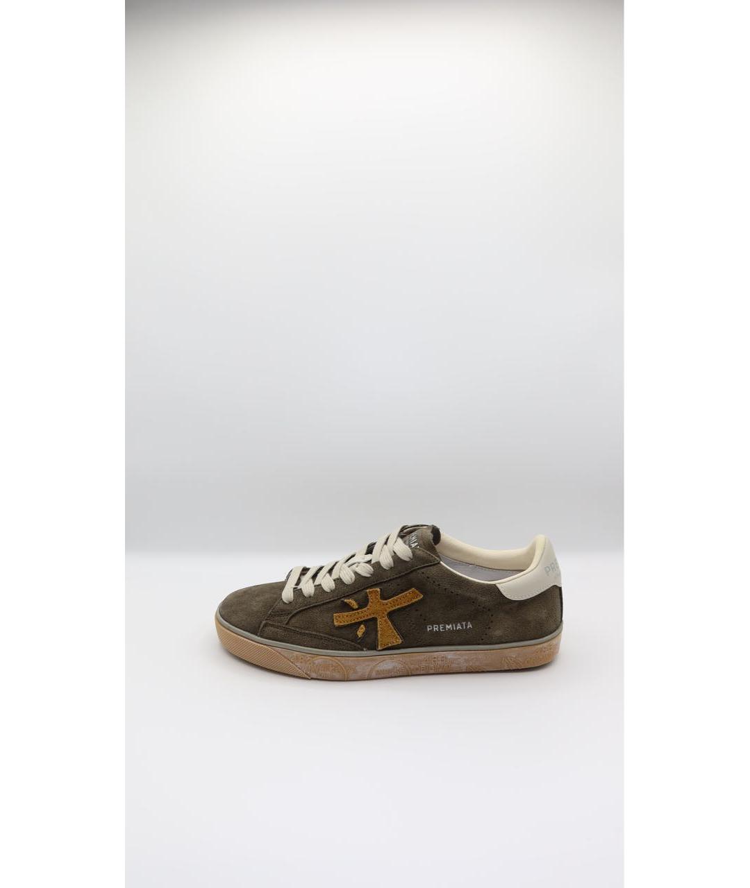 PREMIATA Хаки замшевые низкие кроссовки / кеды, фото 7