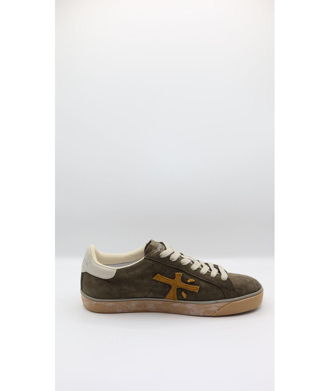 PREMIATA Хаки замшевые низкие кроссовки / кеды, фото 4