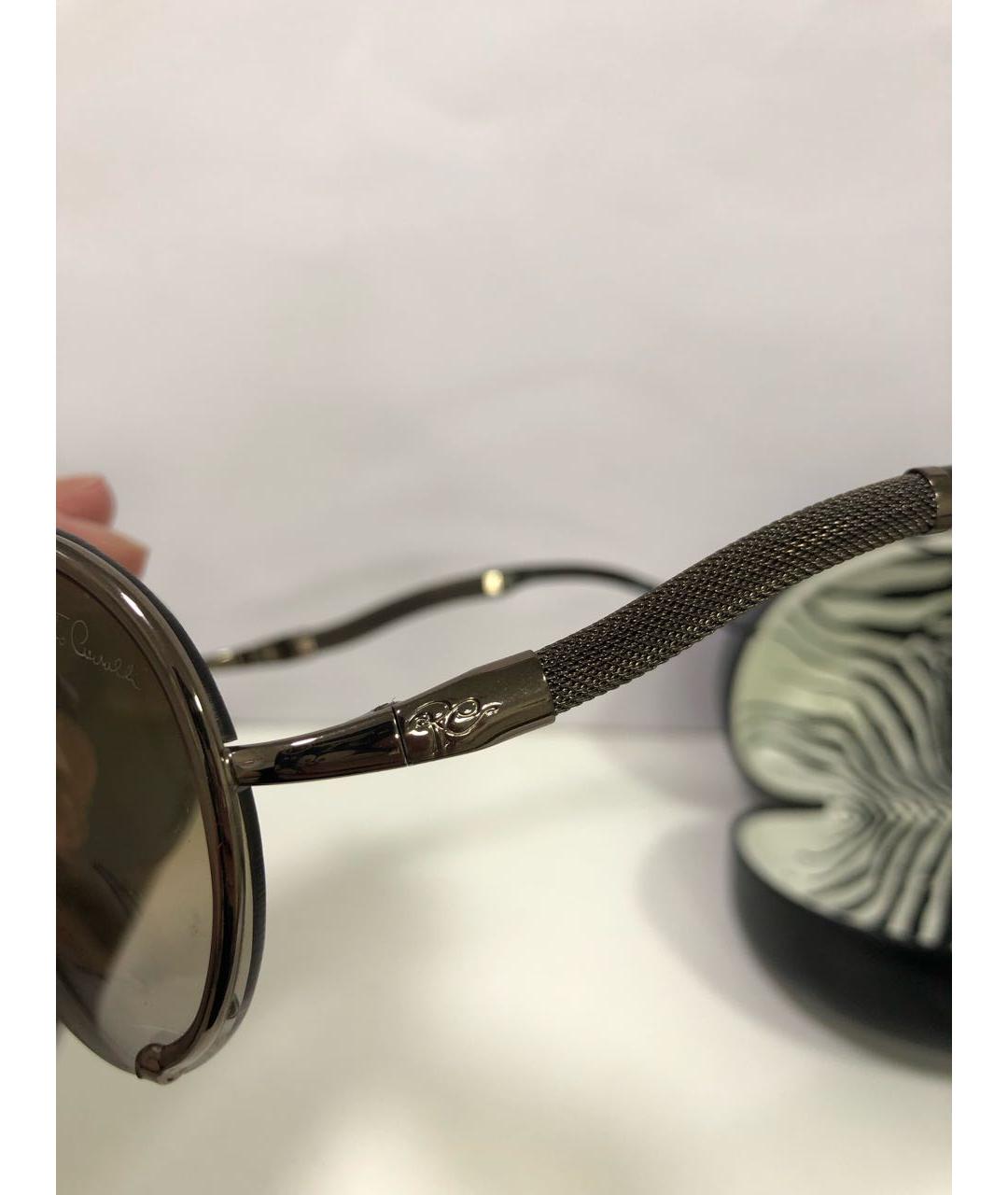ROBERTO CAVALLI Коричневые металлические солнцезащитные очки, фото 6