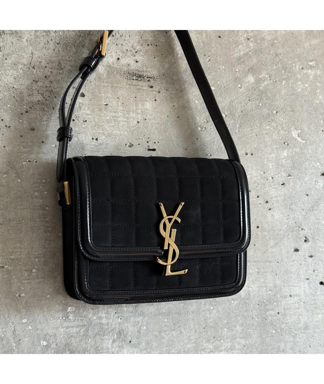 SAINT LAURENT Черная замшевая сумка через плечо, фото 2