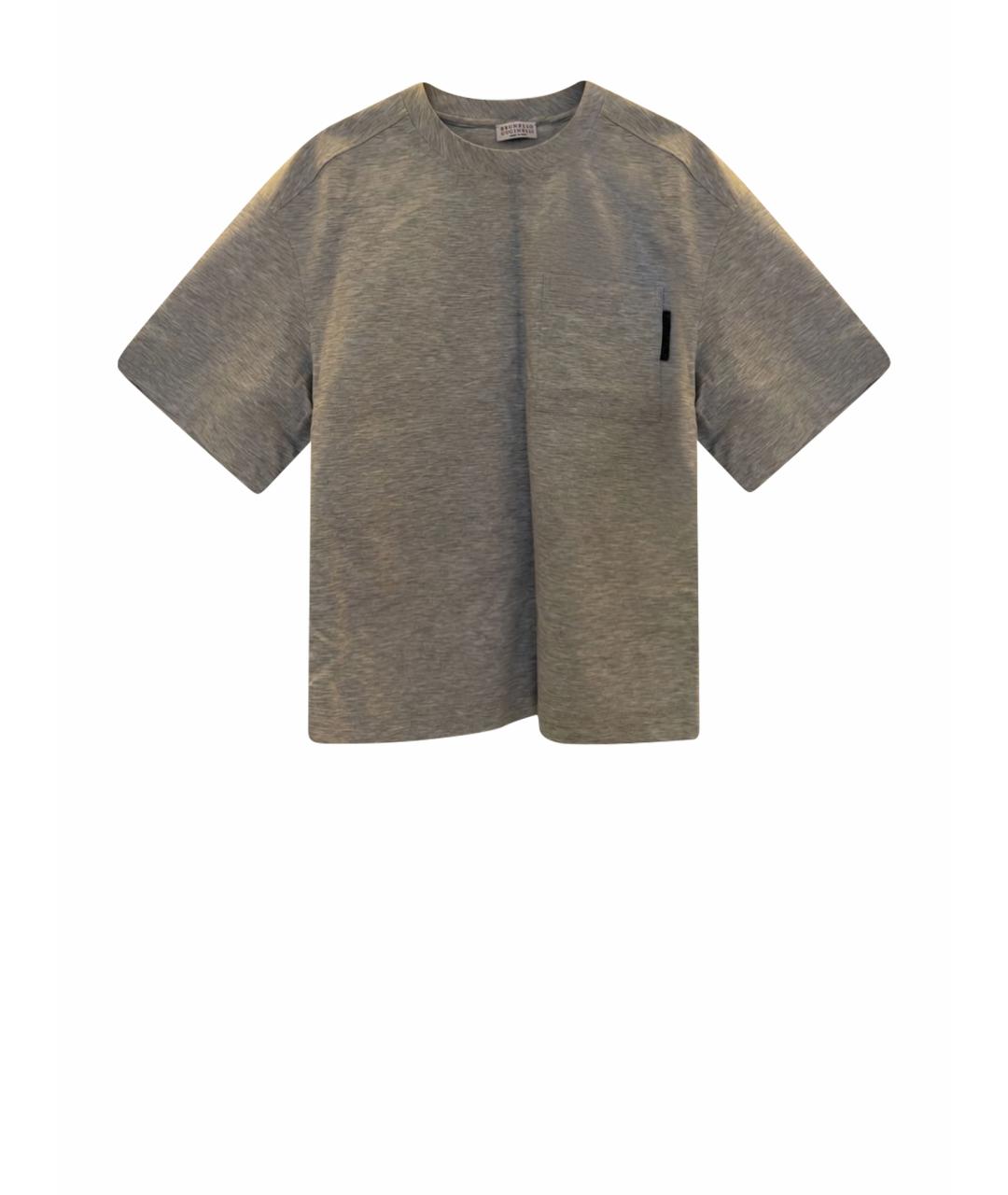 BRUNELLO CUCINELLI Серая хлопковая футболка, фото 1