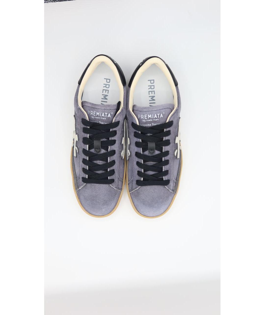 PREMIATA Антрацитовые замшевые низкие кроссовки / кеды, фото 6