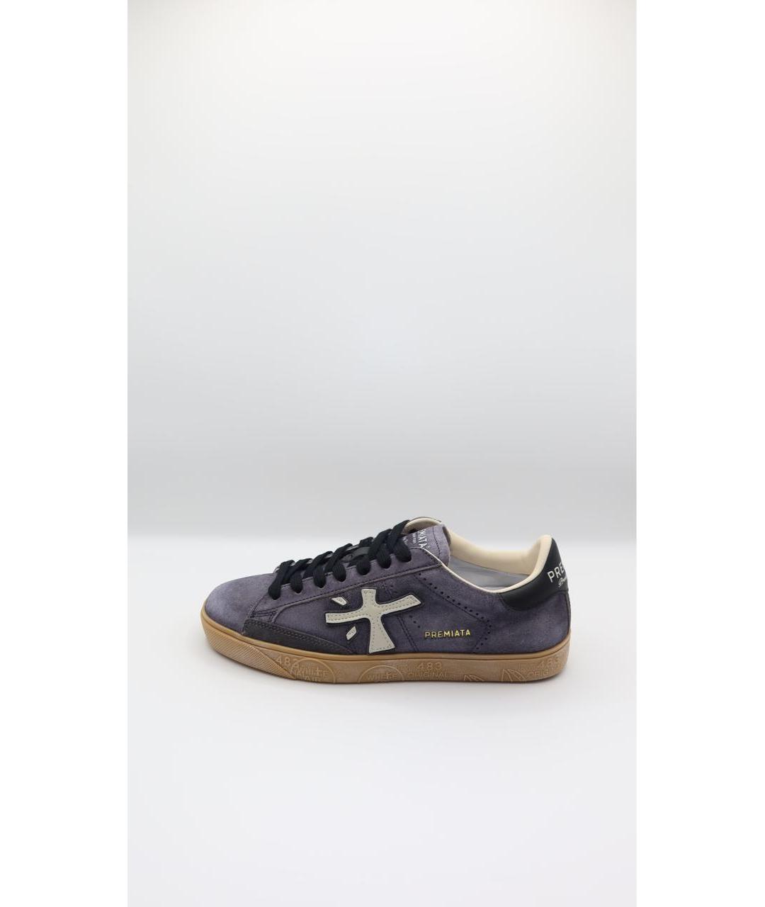 PREMIATA Антрацитовые замшевые низкие кроссовки / кеды, фото 8