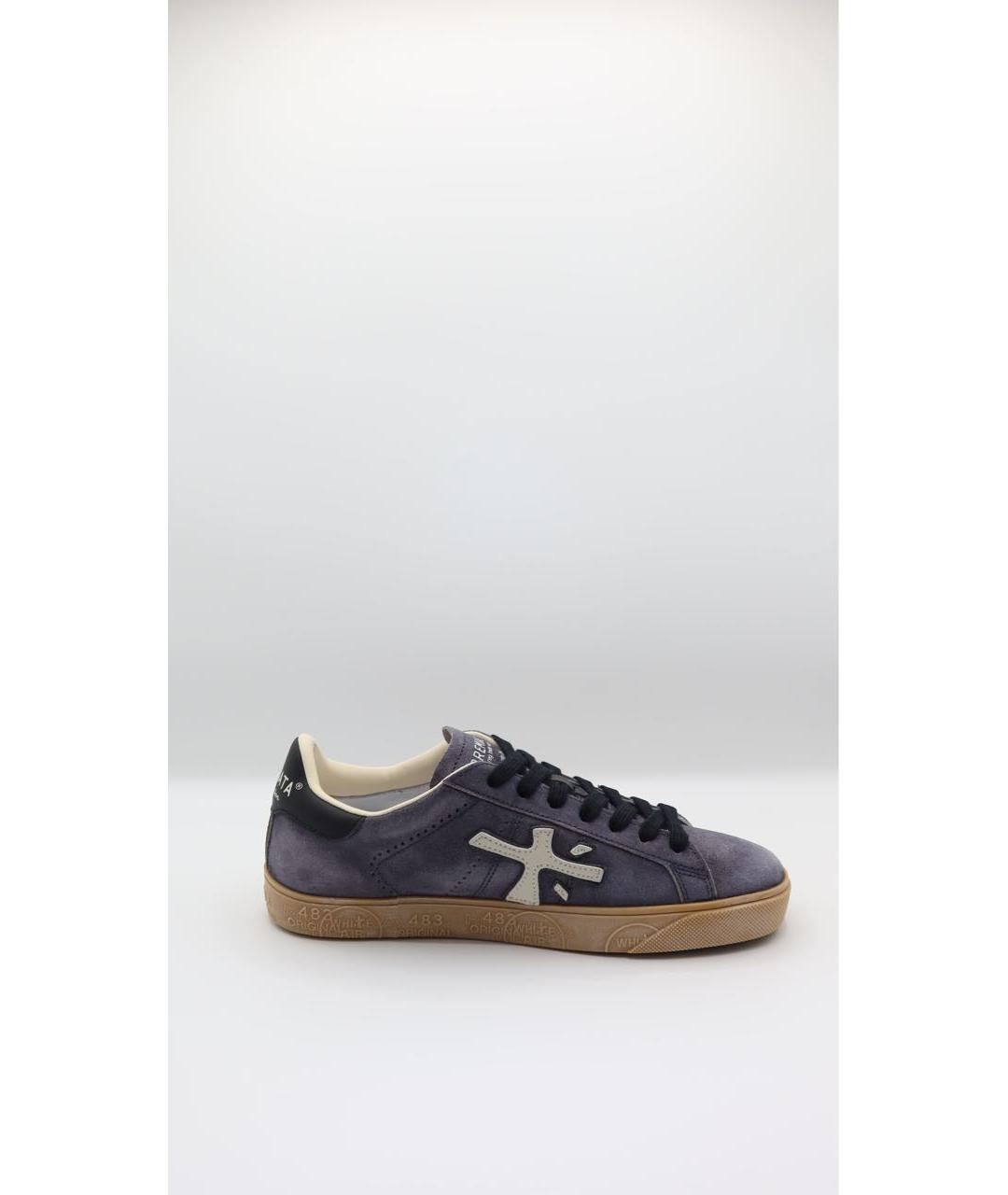 PREMIATA Антрацитовые замшевые низкие кроссовки / кеды, фото 4