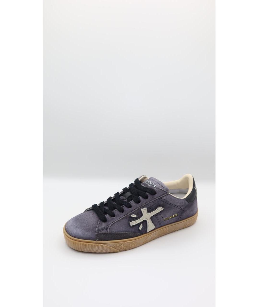 PREMIATA Антрацитовые замшевые низкие кроссовки / кеды, фото 3