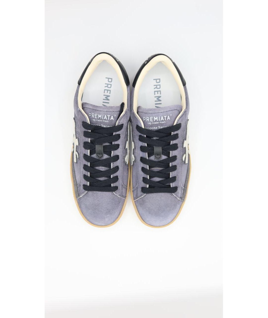 PREMIATA Антрацитовые замшевые низкие кроссовки / кеды, фото 7