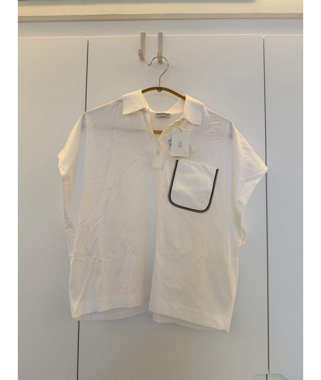 BRUNELLO CUCINELLI Белая хлопковая футболка, фото 4