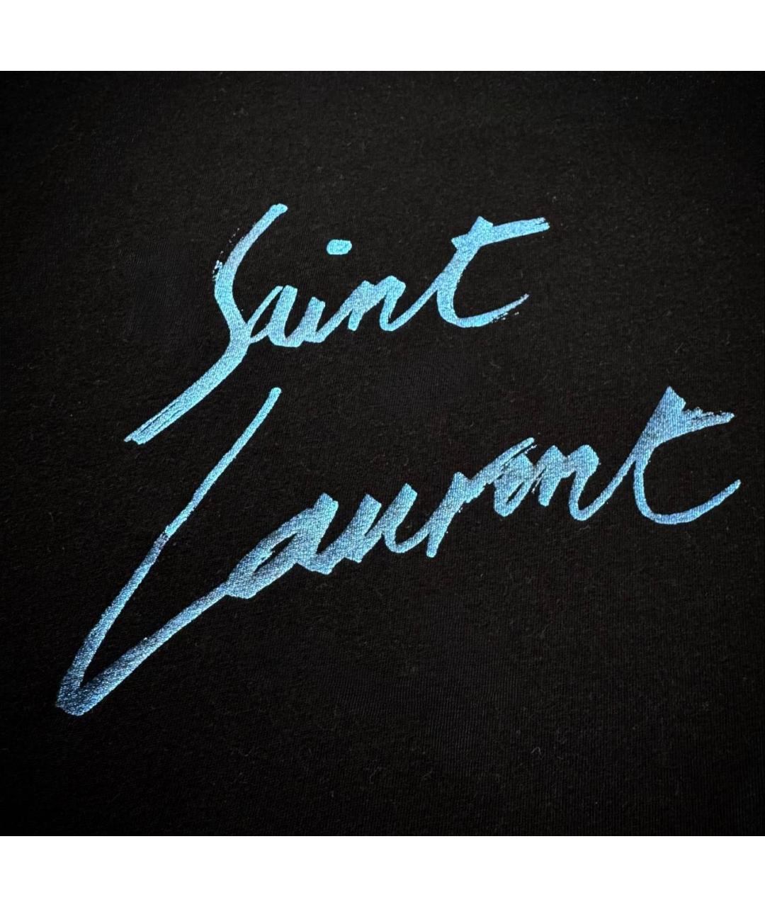 SAINT LAURENT Черная хлопковая футболка, фото 3