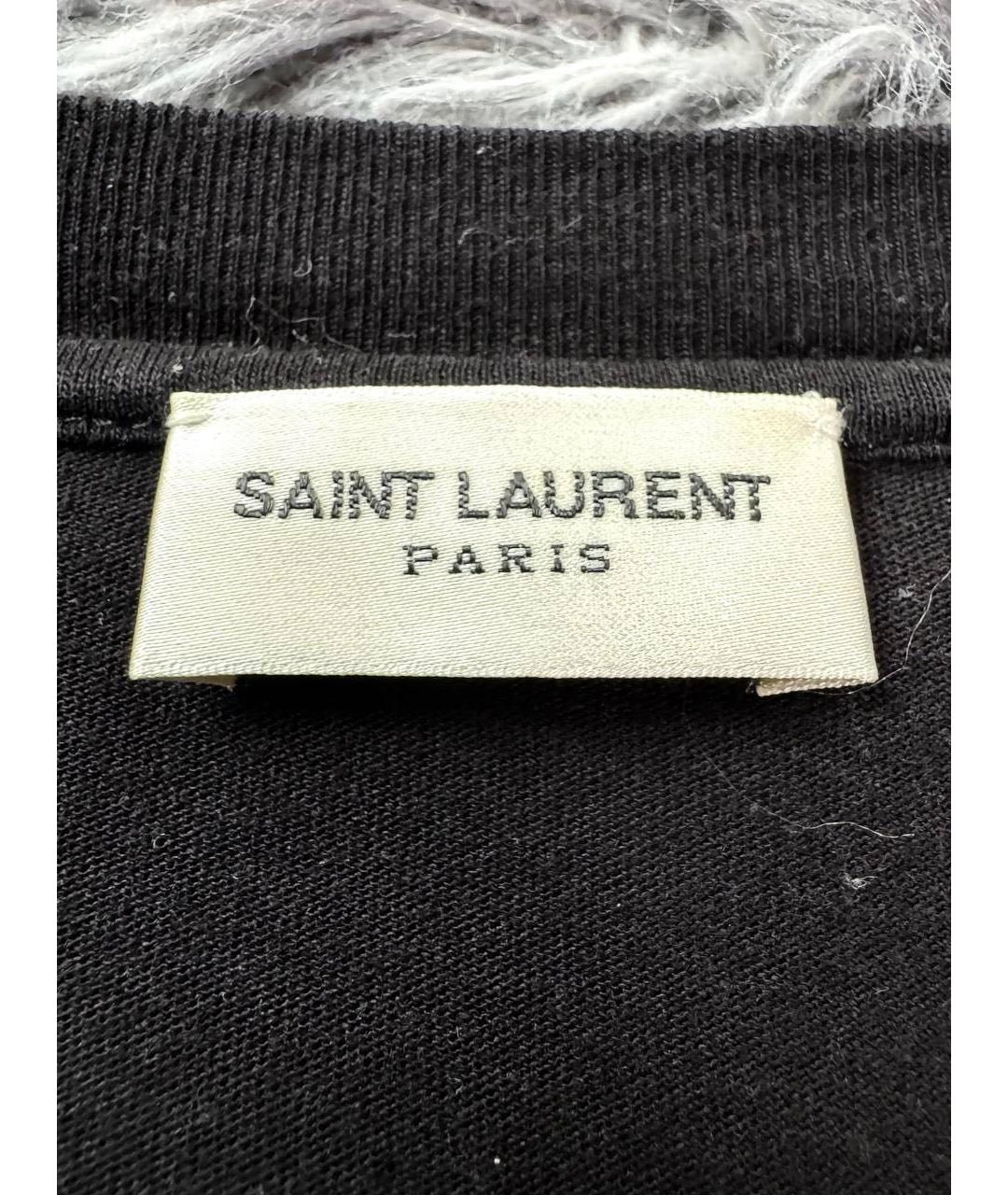 SAINT LAURENT Черная хлопковая футболка, фото 4