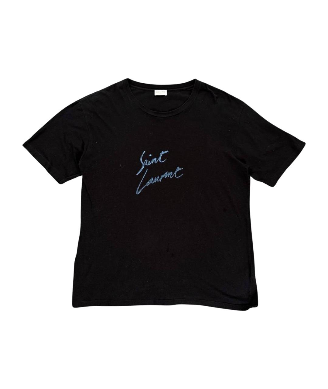 SAINT LAURENT Черная хлопковая футболка, фото 1