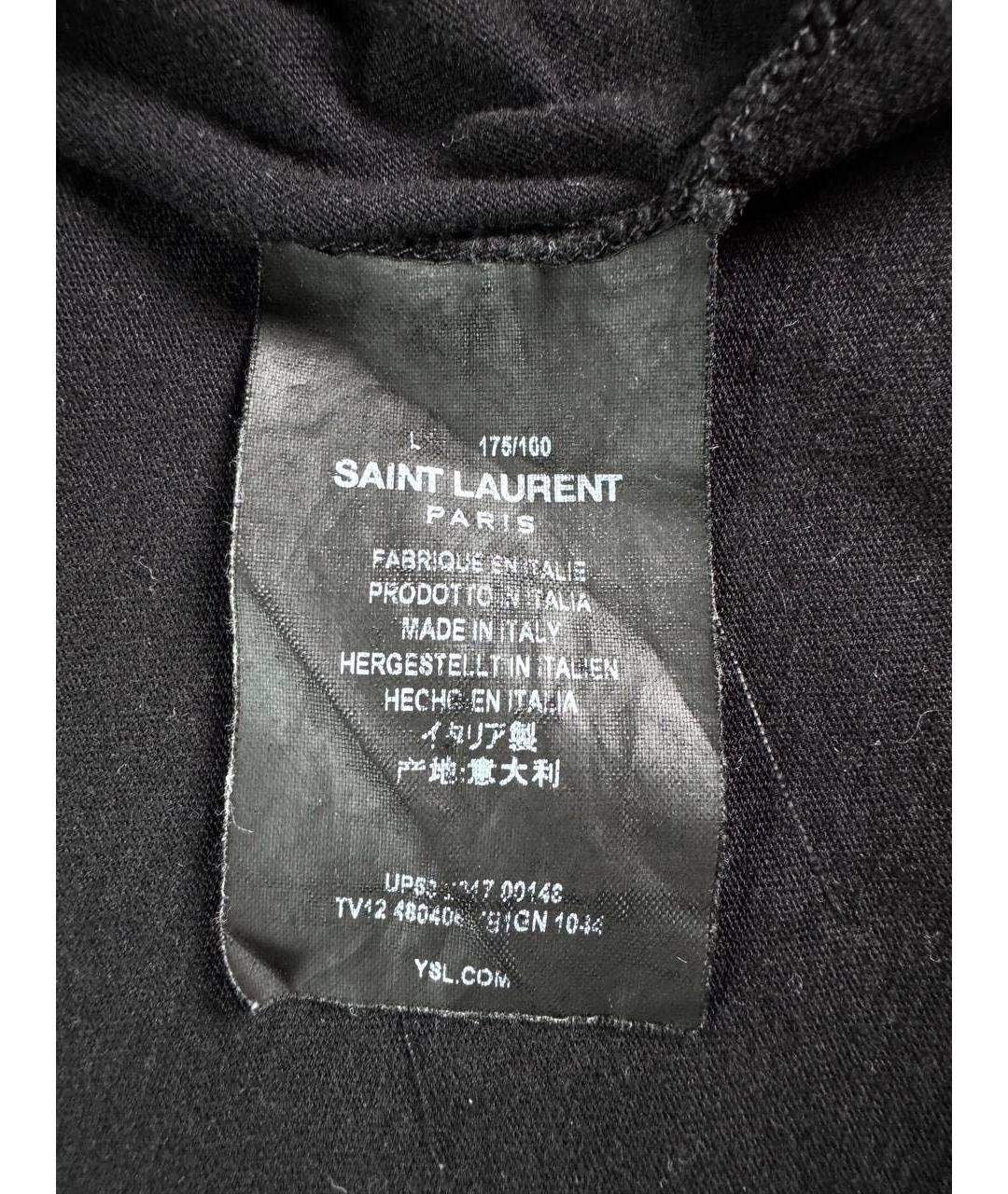 SAINT LAURENT Черная хлопковая футболка, фото 5