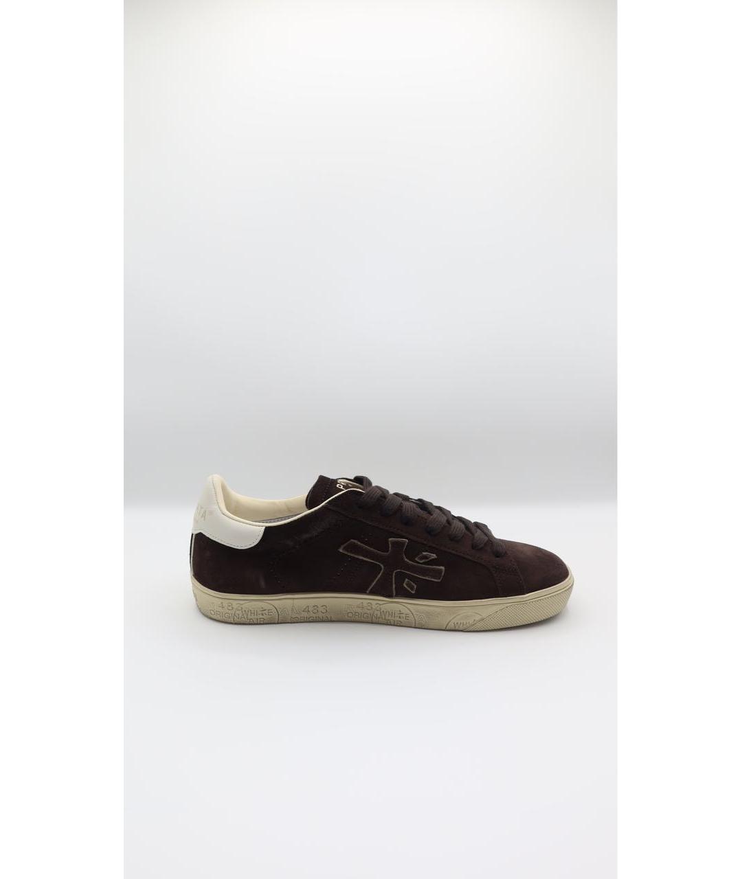 PREMIATA Коричневые замшевые низкие кроссовки / кеды, фото 6