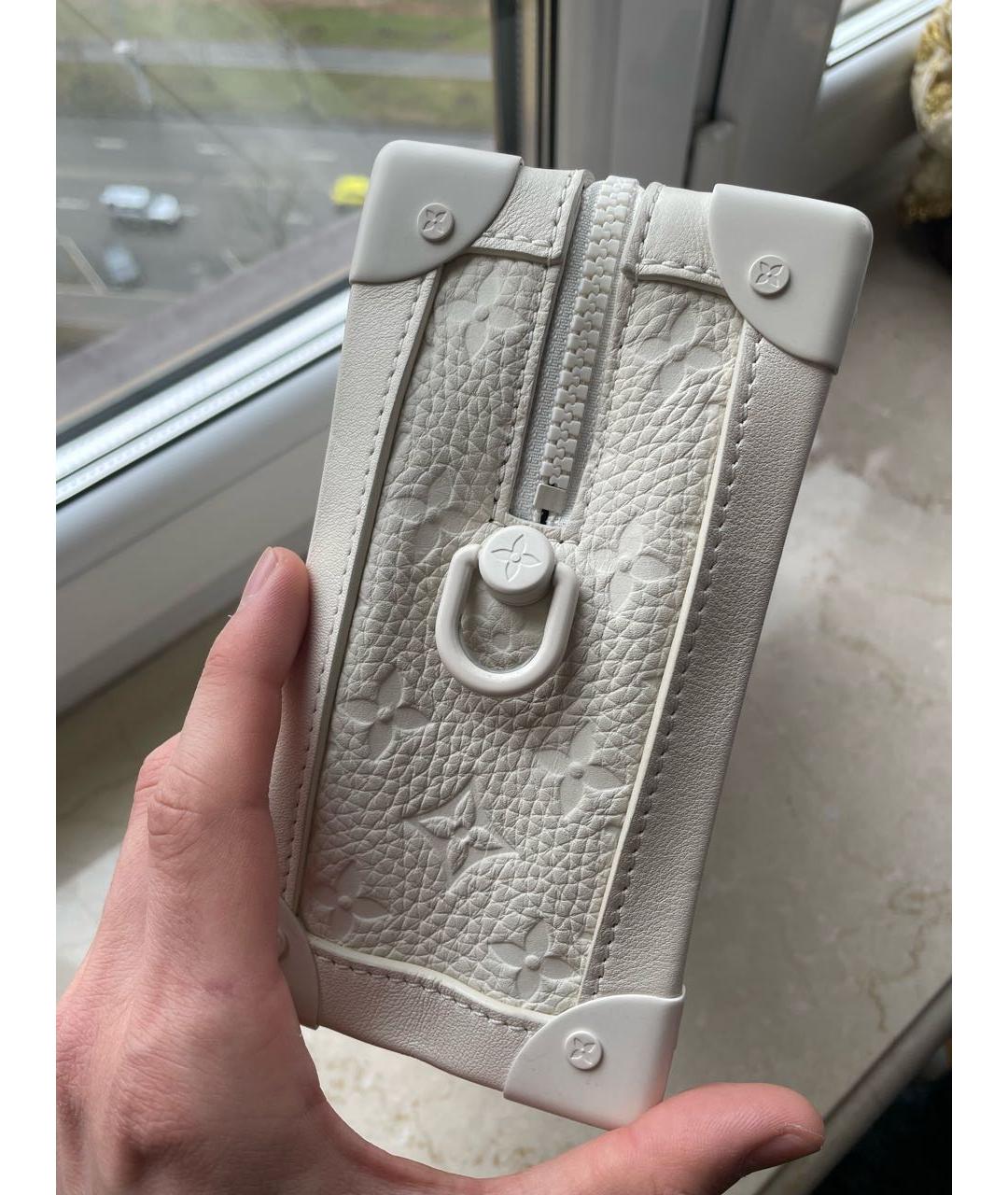 LOUIS VUITTON Белая кожаная сумка через плечо, фото 7